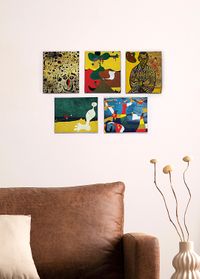 Full Frame Duvar Sanatları - Joan Miro- Mini Kanvas Set 5'li (FF-DS316)