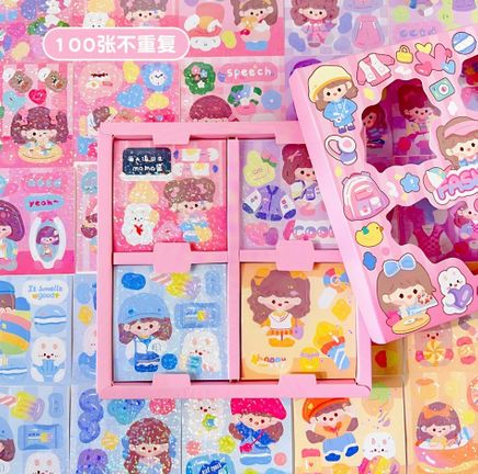 Momojan Fashion Temalı 100 Yaprak 4 Bölmeli Sticker Seti • Bullet Journal