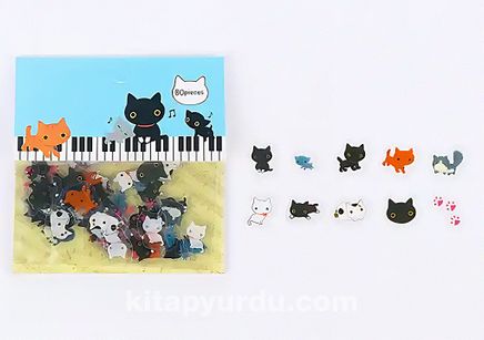 Kediler Temalı 80 Adet Sticker Seti • Bullet Journal (GGK-DB014)