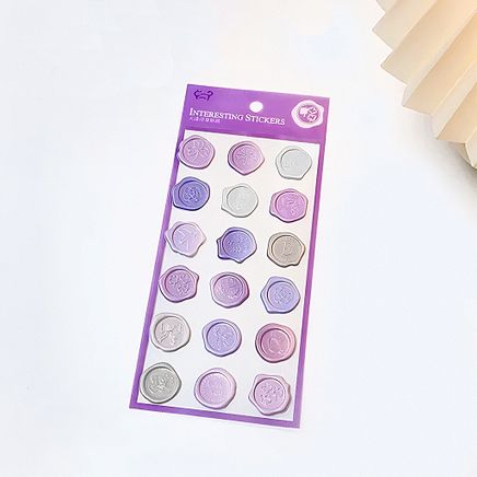 Mor Temalı Wax 3D Pul Sticker Seti • Bullet Journal
