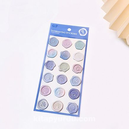Mavi Temalı Wax 3D Pul Sticker Seti • Bullet Journal (GGK-DF026)