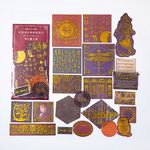 Nature Temalı Vintage Altın Damga Sticker Seti • Bullet Journal