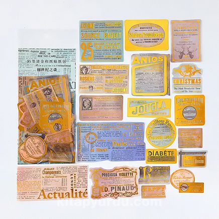 Health Temalı Vintage Altın Damga Sticker Seti • Bullet Journal (GGK-DFZ029)