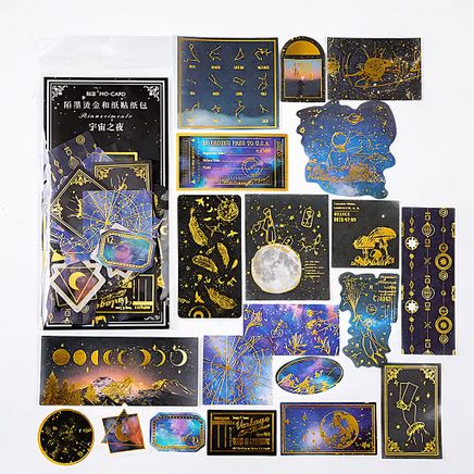 Astrology Temalı Vintage Altın Damga Sticker Seti • Bullet Journal