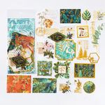 Flower Temalı Vintage Altın Damga Sticker Seti • Bullet Journal