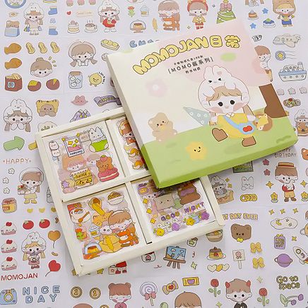 Momojanbo Temalı 100 Yaprak 4 Bölmeli Sticker Seti • Bullet Journal