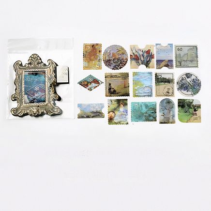 Romantik Sanat Pul Temalı 45 Adet Sticker Seti • Bullet Journal