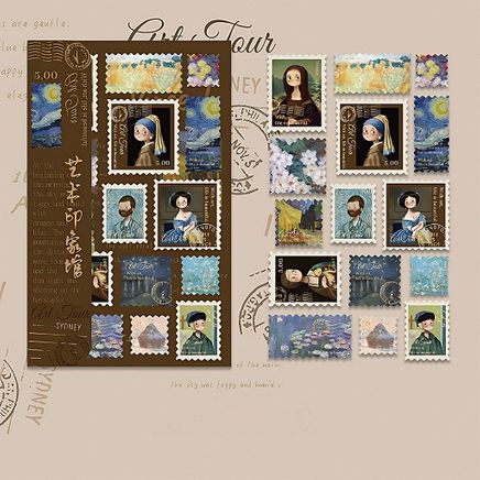 Vintage Pul Temalı 30 Adet Sticker Seti • Bullet Journal