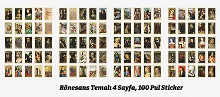Rönesans Temalı 100 Adet Pul Sticker Seti • Bullet Journal