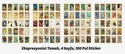 Ekspresyonist Temalı 100 Adet Pul Sticker Seti • Bullet Journal