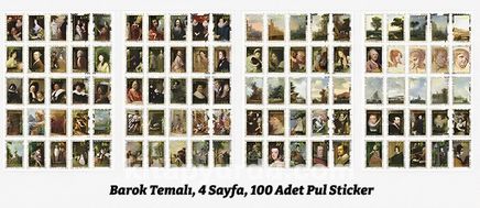 Barok Temalı 100 Adet Pul Sticker Seti • Bullet Journal (GGK-DQ116)