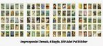 Impresyonist Temalı 100 Adet Pul Sticker Seti • Bullet Journal
