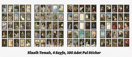 Klasik Temalı 100 Adet Pul Sticker Seti • Bullet Journal (GGK-DQ120)