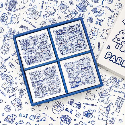Bear Village Temalı 100 Yaprak 4 Bölmeli Sticker Seti • Bullet Journal