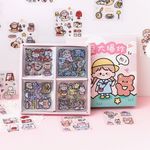 Girl and Bear Temalı 100 Yaprak 4 Bölmeli Sticker Seti • Bullet Journal