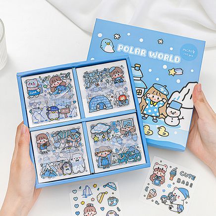 Polar World Temalı 100 Yaprak 4 Bölmeli Sticker Seti • Bullet Journal