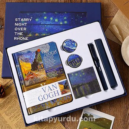 Van Gogh Kafe Terasta Gece Temalı Kutulu Kit • Defter • Kalem • Washi Bant • Ayraç • Sticker (GGK-NB006)
