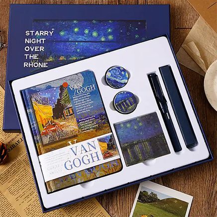 Van Gogh Kafe Terasta Gece Temalı Kutulu Kit • Defter • Kalem • Washi Bant • Ayraç • Sticker