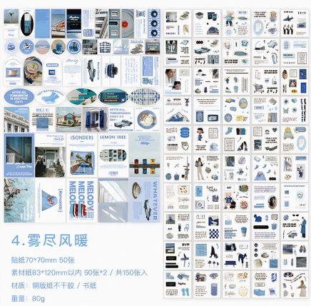 Yearn Day And Night Temalı 150 Adet Scrapbook Seti • Bullet Journal