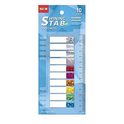 Parlak Renkler Temalı 10 Yarım Renkli Cetvelli Şeffaf Pet Index • Index Sticker • Post-it • Sticky Note