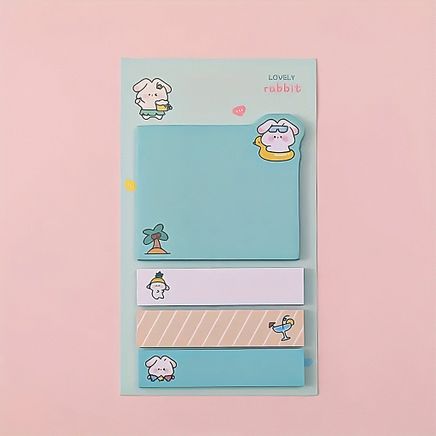 Turkuaz Temalı 4 Renkli Memo Pad • Post-it • Sticky Note