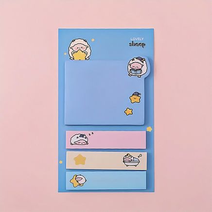 Mavi Temalı 4 Renkli Memo Pad • Post-it • Sticky Note