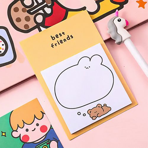 Düşünen Ayıcık Temalı Renkli Memo Pad • Post-it • Sticky Note