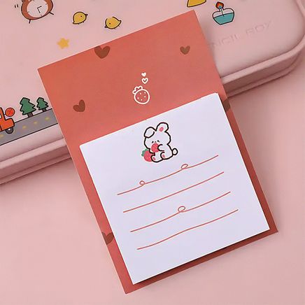Çilekli Tavşan Temalı Renkli Memo Pad • Post-it • Sticky Note
