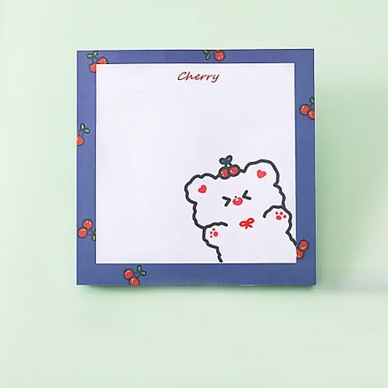 Kirazcı Ayıcık Temalı Renkli Kareli Memo Pad