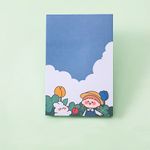 Tavşan ve Kız Temalı Renkli Kareli Memo Pad