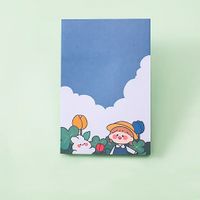 Tavşan ve Kız Temalı Renkli Kareli Memo Pad