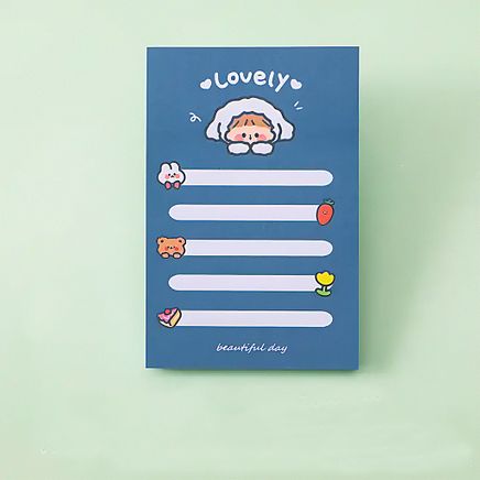 Lovely Girl Temalı Renkli Kareli Memo Pad