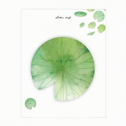 Yeşil Lotus Yaprağı Temalı Post-it • Memo Pad • Sticky Note (GGK-MG093)
