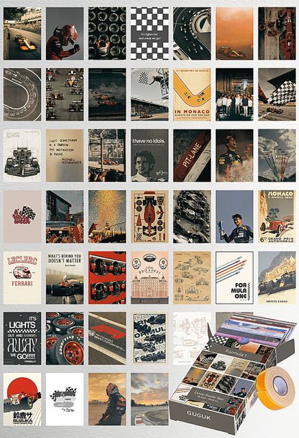 Formula 1 Temalı 45 Adet Duvar Poster - Kolaj Seti, Oda Dekoru
