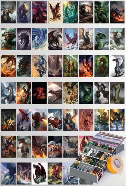 Ejderha Temalı 54 Adet Duvar Poster Seti Oda Dekoru