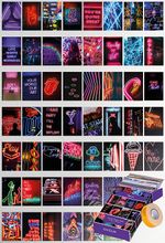 Neon Temalı 54 Adet Duvar Poster - Kolaj Seti Oda Dekoru