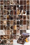 Kahverengi Temalı 72 Adet Duvar Poster - Kolaj Seti Oda Dekoru (GGK-K013)