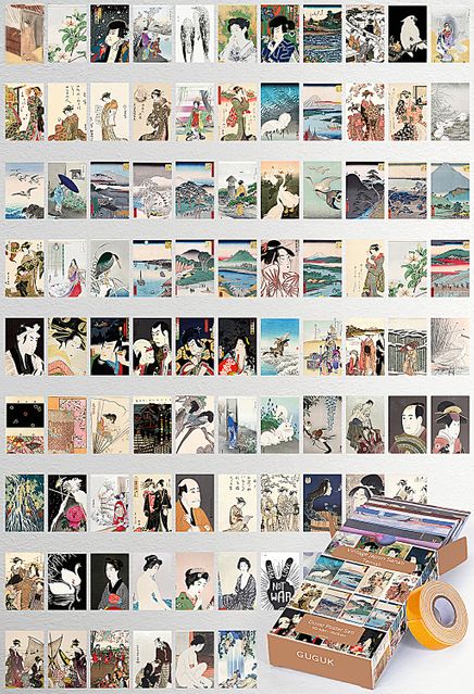 Vintage Japon Sanatı Temalı 90 Adet Duvar Poster - Kolaj Seti Oda Dekoru