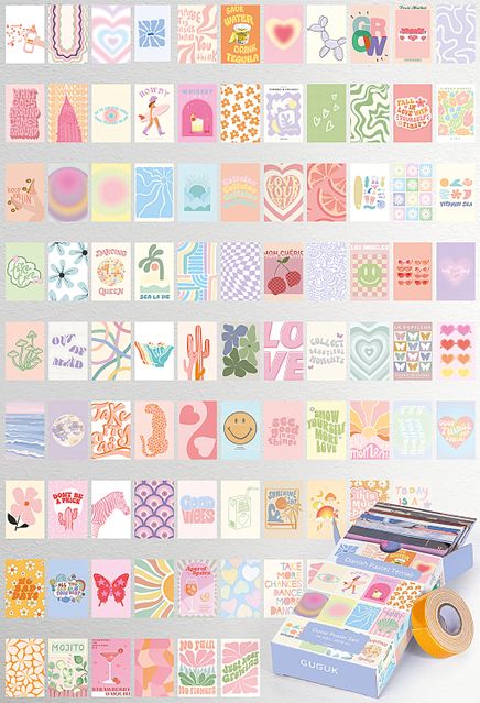 Danish Pastel Temalı 90 Adet Duvar Poster - Kolaj Seti Oda Dekoru (Paspartulu)