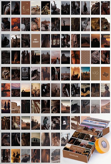 Western Temalı 99 Adet Duvar Poster - Kolaj Seti Oda Dekoru