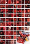 Neon Kırmızı Temalı 99 Adet Duvar Poster - Kolaj Seti Oda Dekoru (GGK-K044)