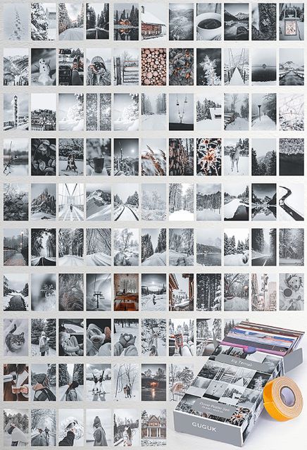 Kış Temalı 99 Adet Duvar Poster - Kolaj Seti Oda Dekoru