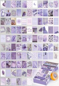 Mor Temalı 99 Adet Duvar Poster - Kolaj Seti Oda Dekoru