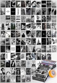 Siyah Beyaz Temalı 108 Adet Duvar Poster - Kolaj Seti Oda Dekoru