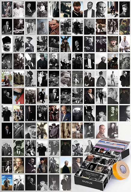 Atatürk Temalı 108 Adet Duvar Poster Seti Oda Dekoru (Paspartulu)