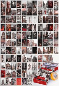 Londra Temalı 108 Adet Duvar Poster - Kolaj Seti Oda Dekoru (Paspartulu)