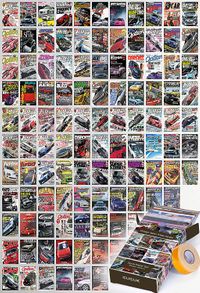 Vintage Araba Dergisi Kapakları Temalı 108 Adet Duvar Poster - Kolaj Seti Oda Dekoru