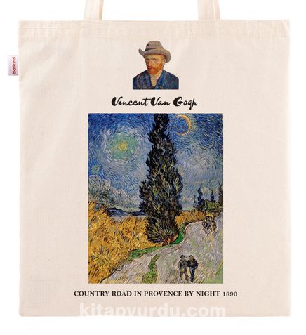 Askılı Bez Çanta - Ressamlar - Van Gogh - Country Road In Provence By Night 1890