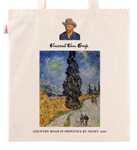 Askılı Bez Çanta - Ressamlar - Van Gogh - Country Road In Provence By Night 1890