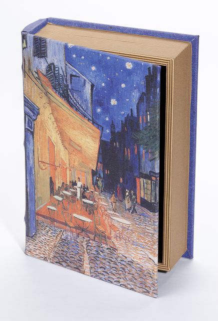Kitap Şeklinde Ahşap Hediye Kutu - Ressamlar - Van Gogh - Café Terrace At Night 1888